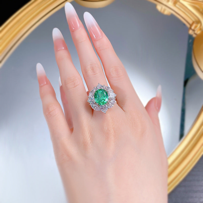 Paraiba Glow Ring – 10×12mm Simulated Gemstone in S925 Silver
