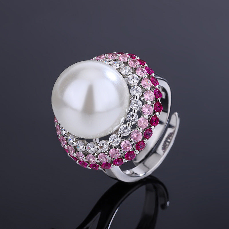 Gold-Plated Color Gem & Imitation Pearl Jewelry Set