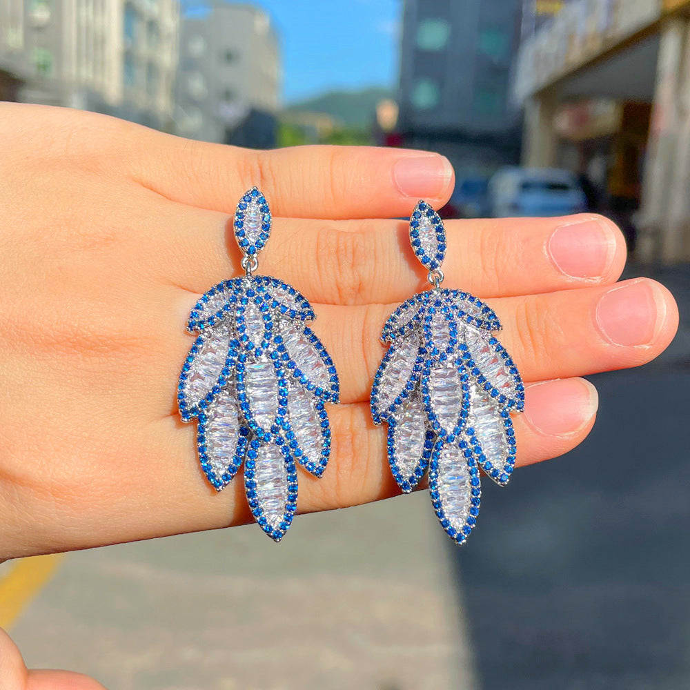 Luxe Leaf Earrings – S925 Silver Posts with Pavé Zircon Leaves