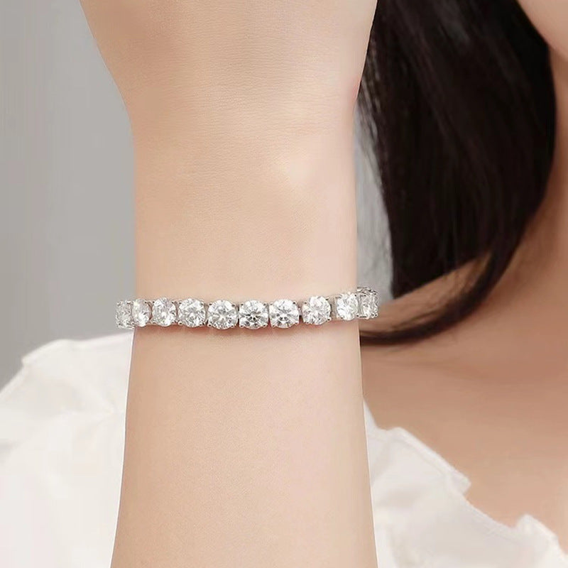 Luxe Bracelet – S925 Silver with 8mm High-Carbon Zircon Stones