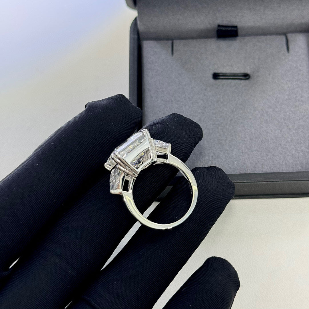 S925 Silver Princess-Cut White Diamond Ring