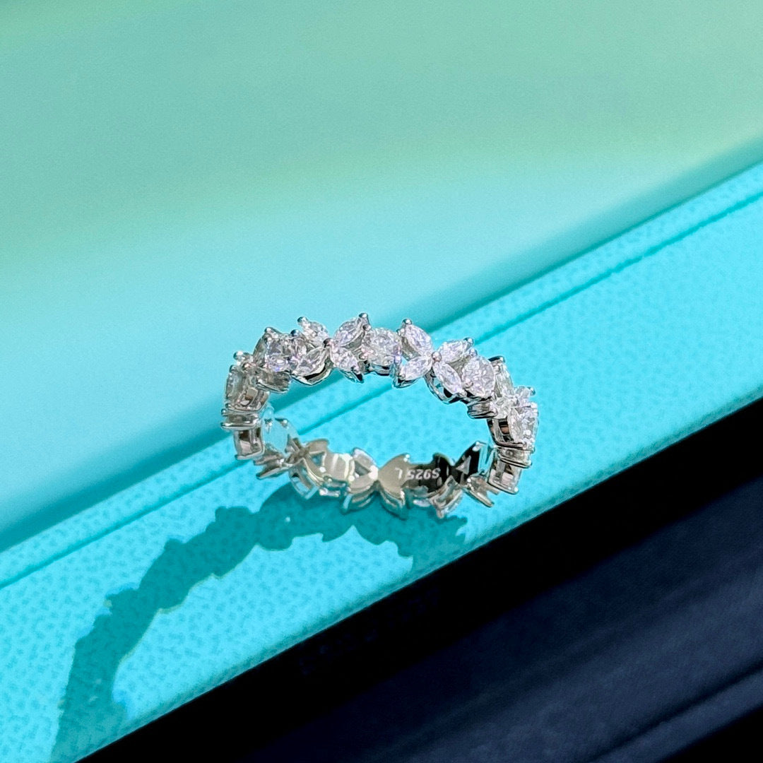 S925 Silver Victorian Four-Leaf Clover Ring