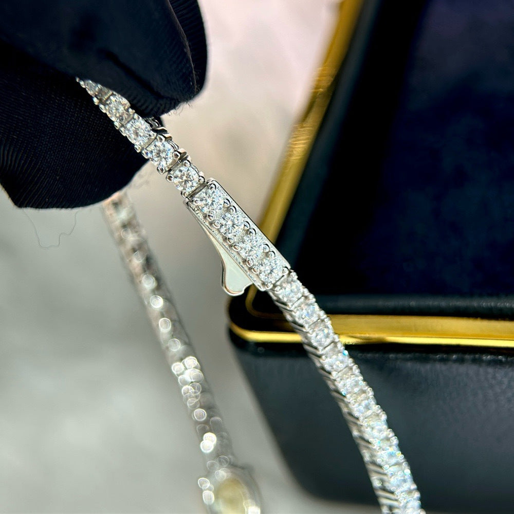 Golden Glow Bracelet – 1ct Canary-Cut Center with Full Pavé in 925 Silver