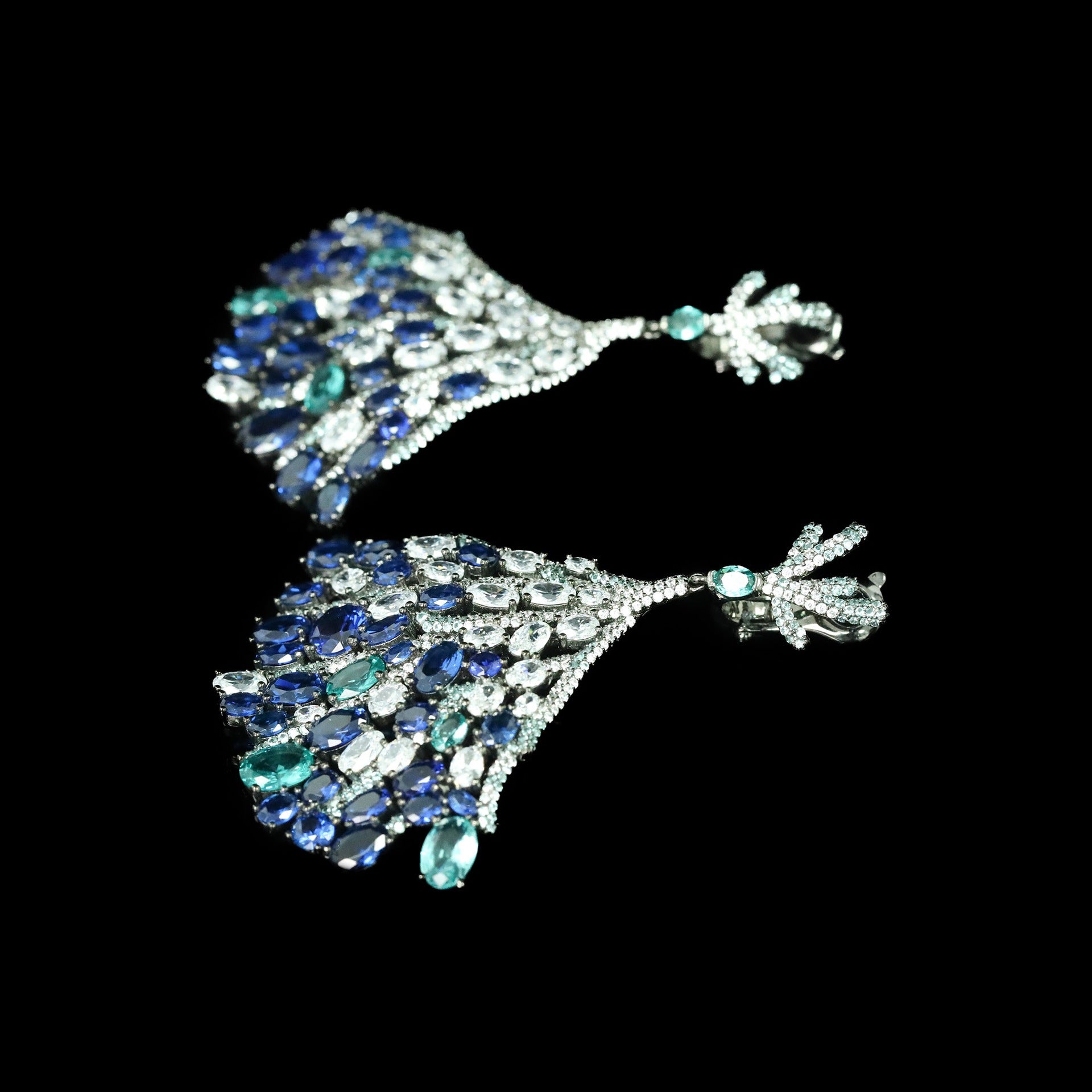 BleuRoyale™ 925 Gold-Plated Royal Blue Fan Earrings