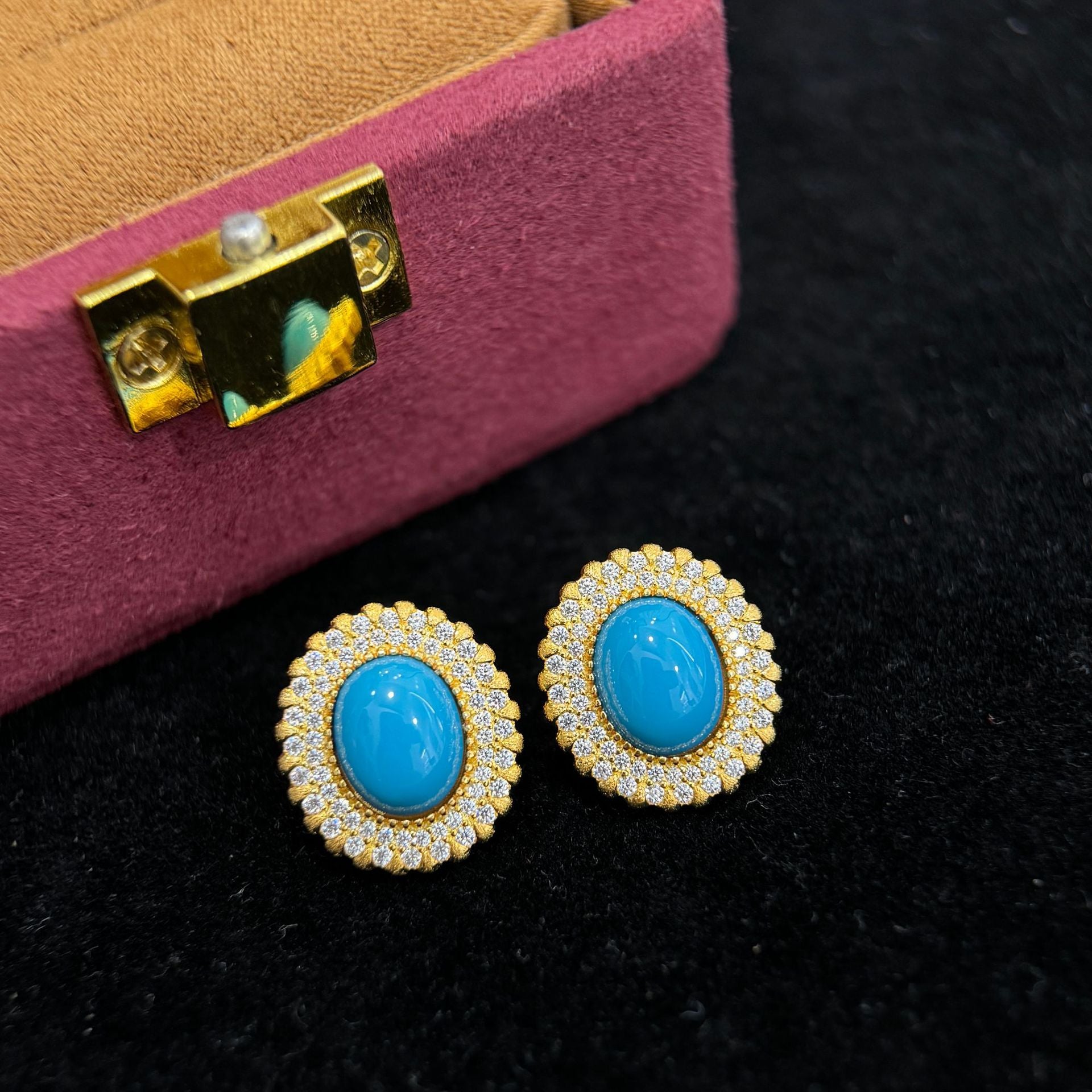 TurquoiseDynasty™ S925 Gold-Brushed Vintage Earrings