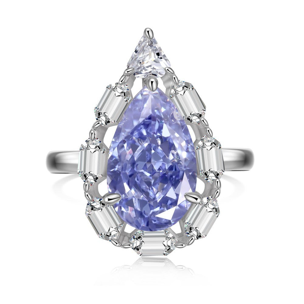 S925 Silver Teardrop Statement Ring