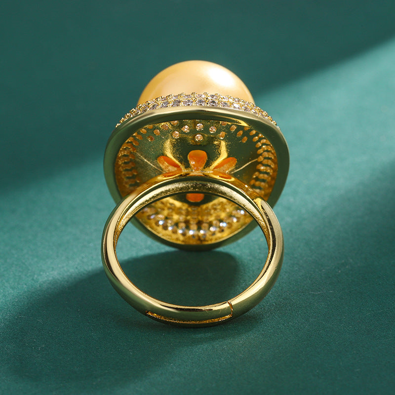 Sea Golden Pearl Statement Ring