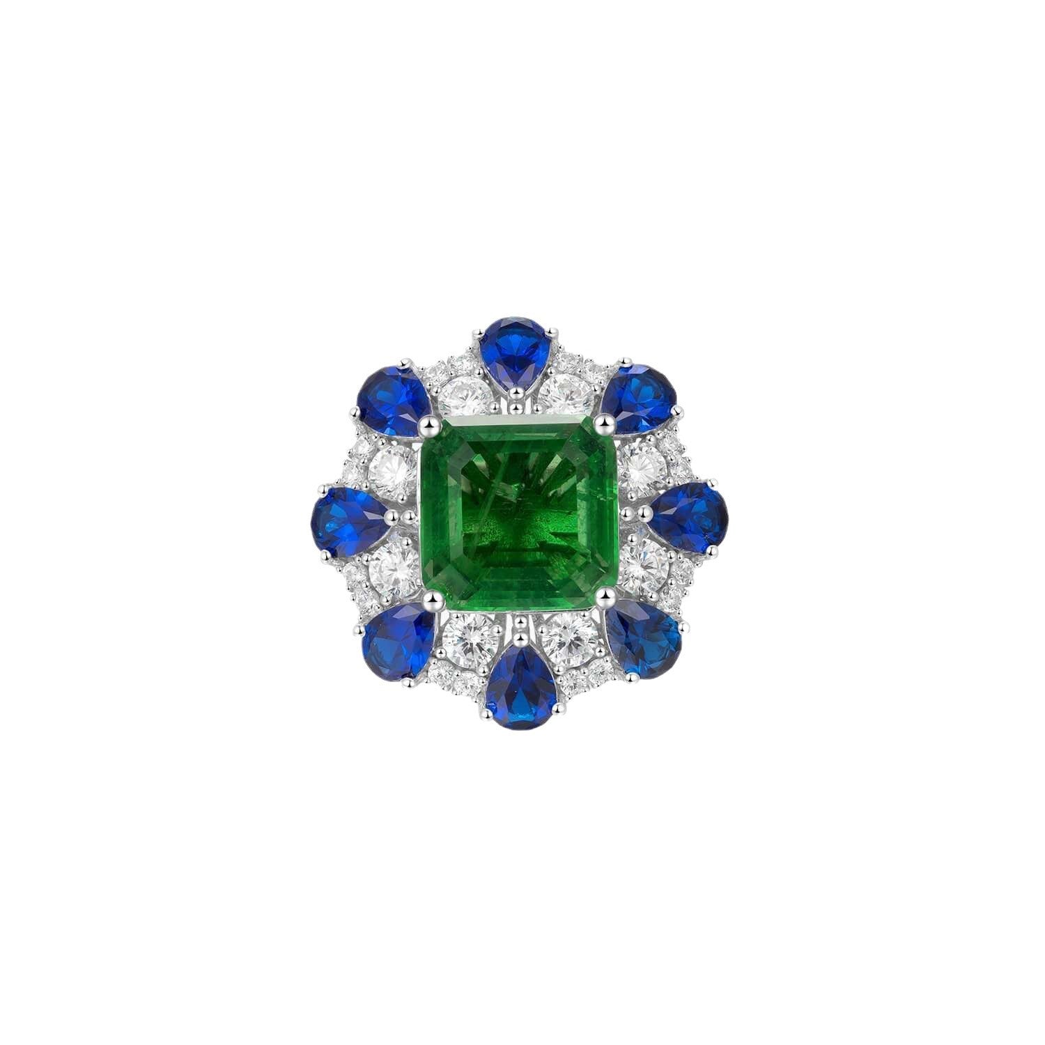 S925 Silver Emerald-Cut Statement Ring – Platinum Plated
