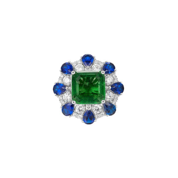 S925 Silver Emerald-Cut Statement Ring – Platinum Plated