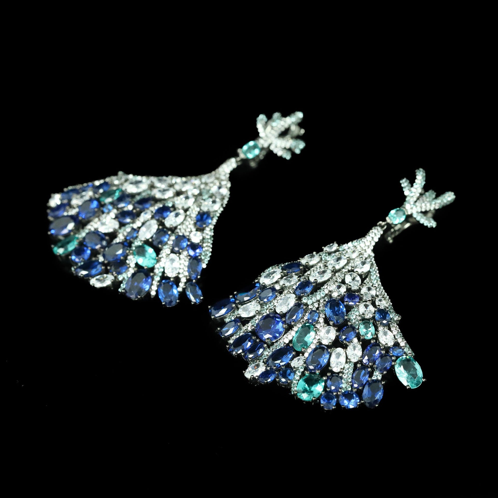BleuRoyale™ 925 Gold-Plated Royal Blue Fan Earrings