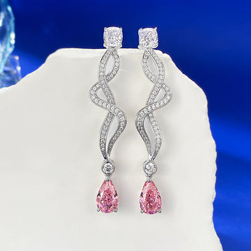 Royal Blush Earrings – S925 Silver Pink Teardrop Studs