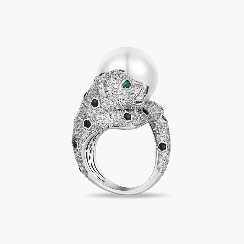 S925 Silver Exaggerated Leopard Ring