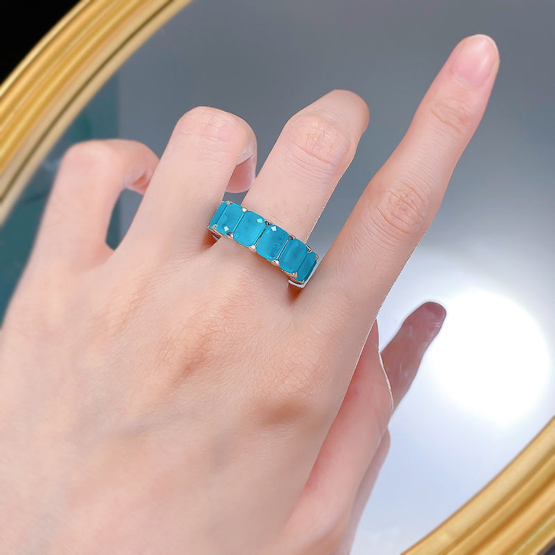 ÉlanVert™ 925 Silver Emerald Cut Stack Ring
