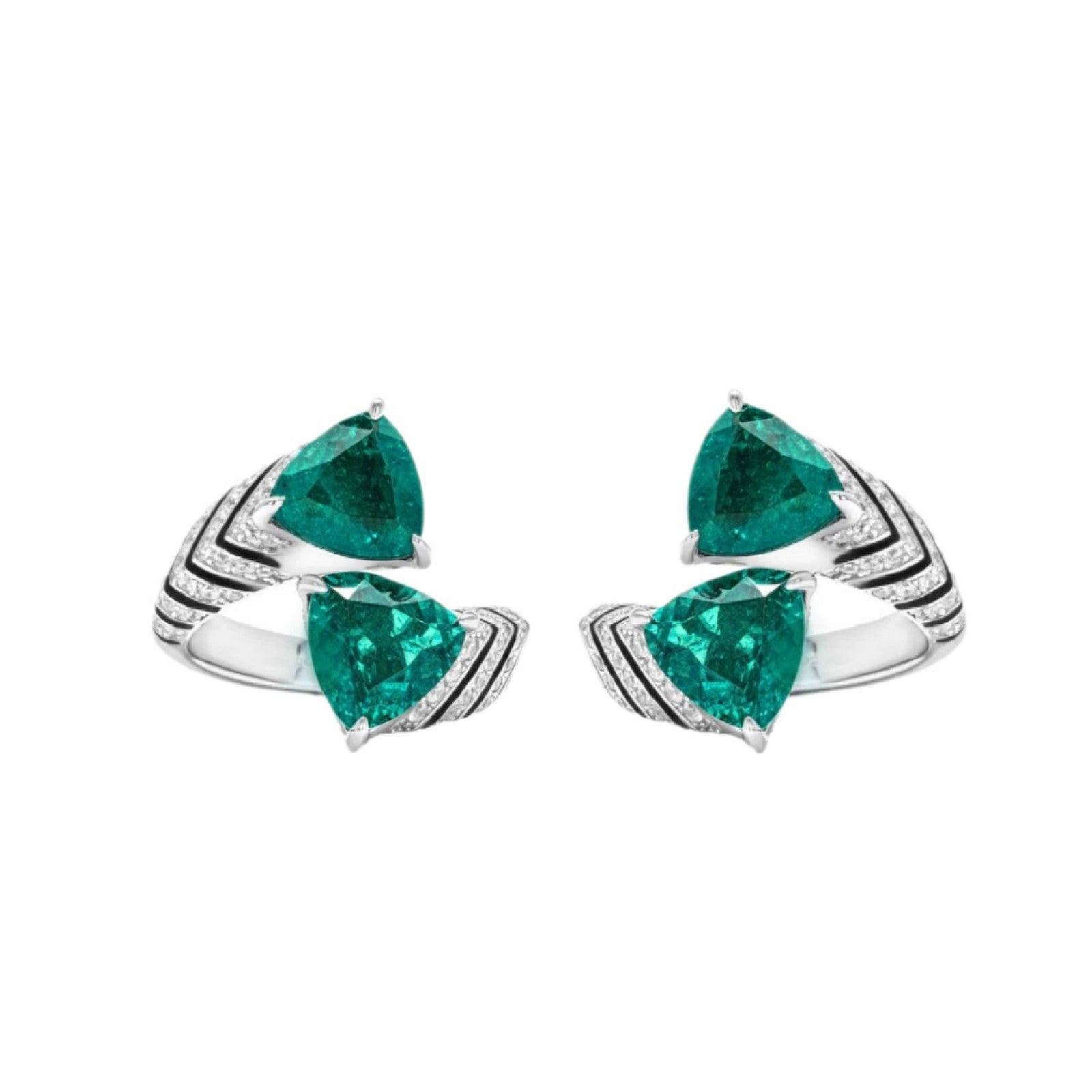 EmeraldNoir™ S925 Sterling Silver Zebra-Pattern Hoops