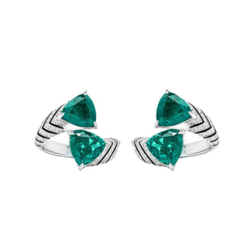 EmeraldNoir™ S925 Sterling Silver Zebra-Pattern Hoops