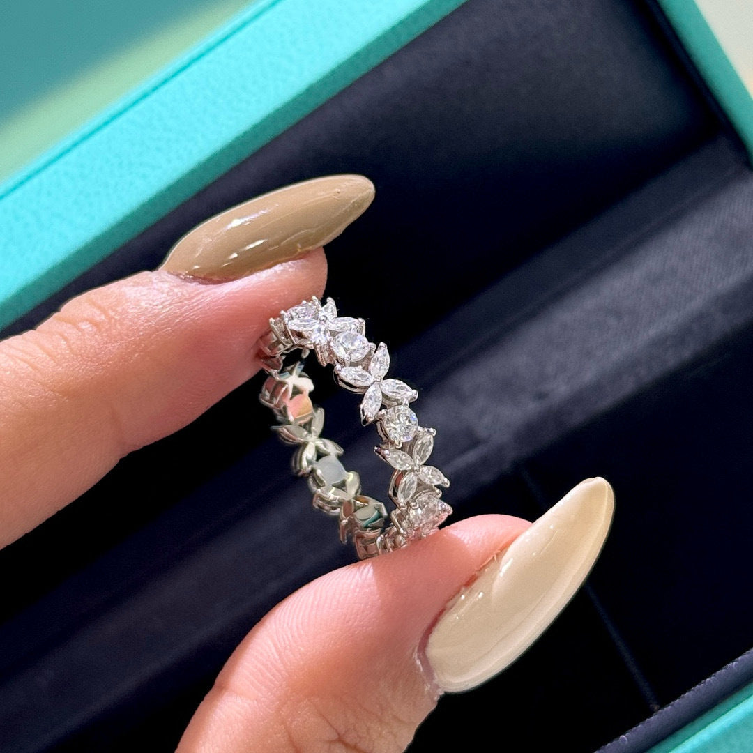 S925 Silver Victorian Four-Leaf Clover Ring