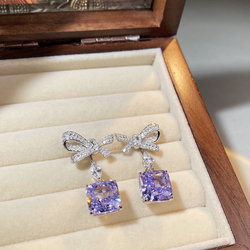 Crystal Bow Drop Earrings