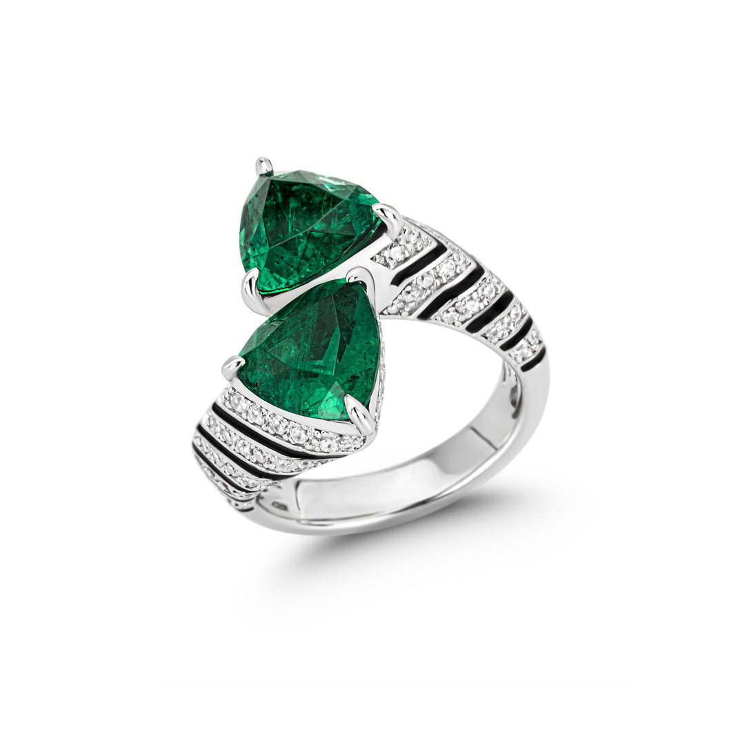 Verdelune™ 925 Gold-Plated Emerald Art Deco Ring