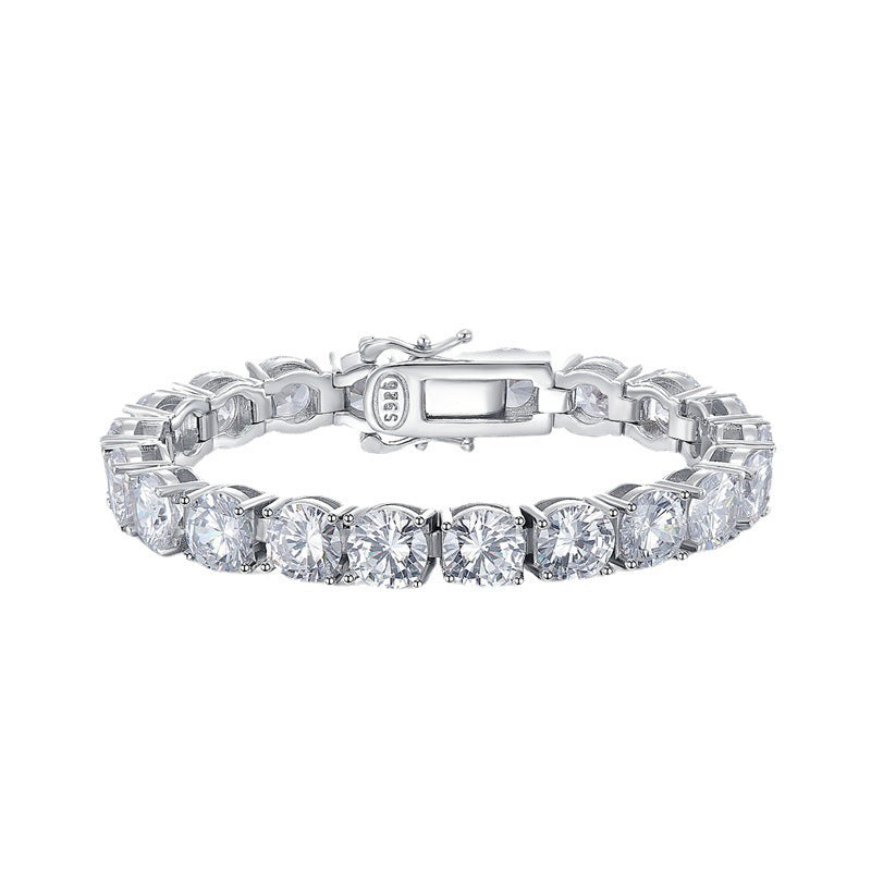 Luxe Bracelet – S925 Silver with 8mm High-Carbon Zircon Stones