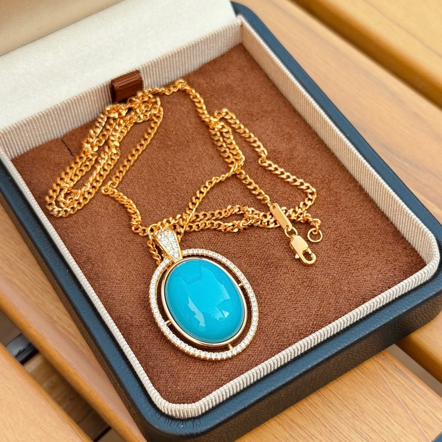 S925 Sterling Silver Synthetic Turquoise & Snake Chain Necklace