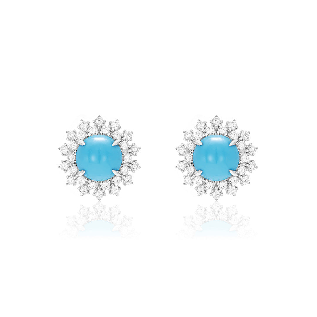FleurBleue™ 925 Gold-Plated Floral Blue Topaz Studs