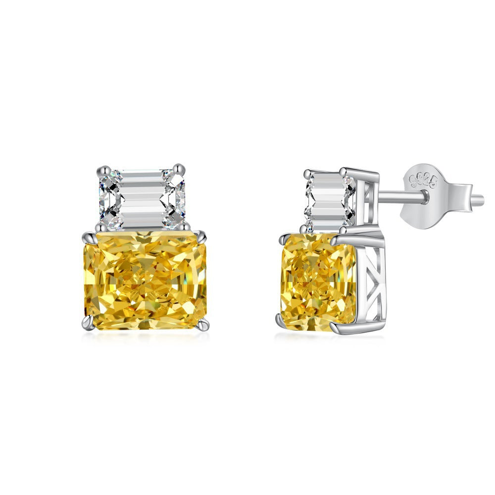 Aurora Gem – 8×10mm S925 Silver Earrings with Imported High-Carbon Diamonds