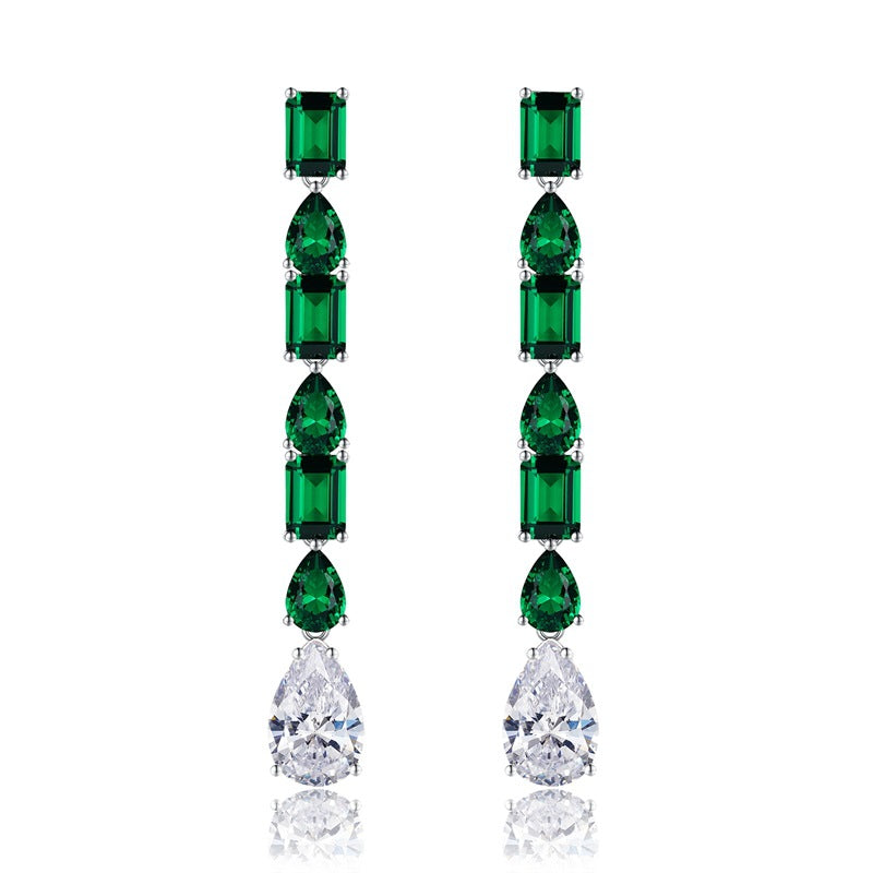 Emerald Grace Drop Earrings – S925 Silver with 1ct Green Nano Gemstones