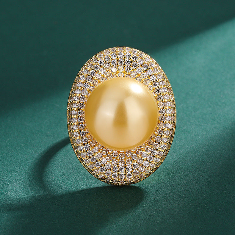 Sea Golden Pearl Statement Ring