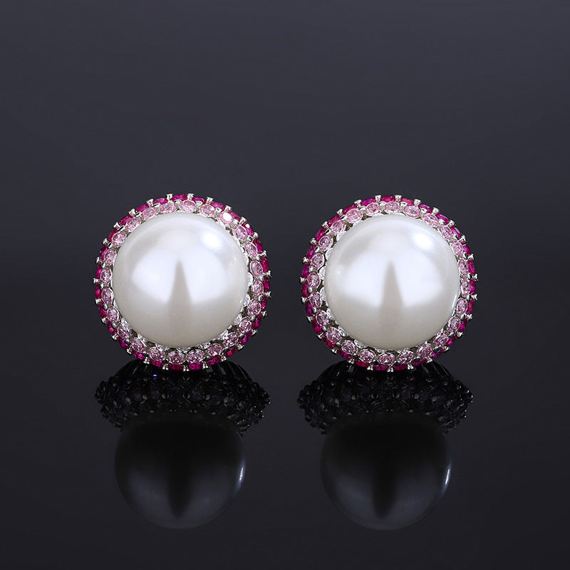 Gold-Plated Color Gem & Imitation Pearl Jewelry Set