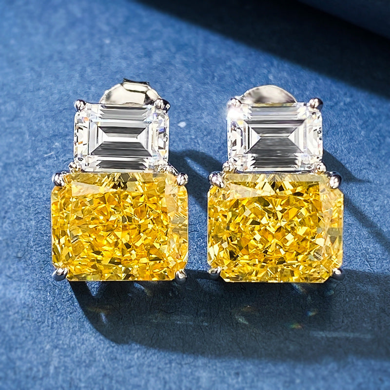 Aurora Gem – 8×10mm S925 Silver Earrings with Imported High-Carbon Diamonds