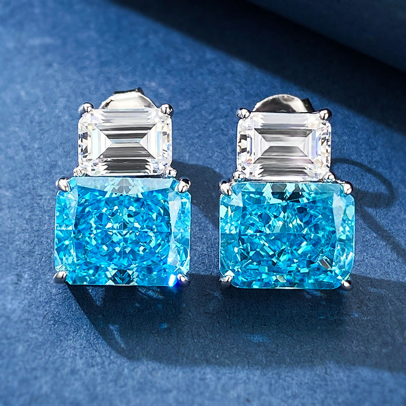 Aurora Gem – 8×10mm S925 Silver Earrings with Imported High-Carbon Diamonds