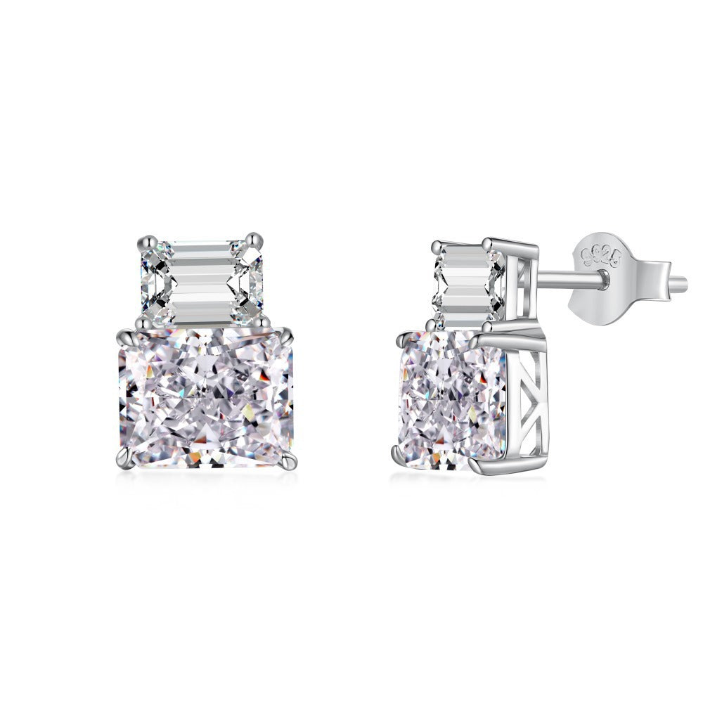 Aurora Gem – 8×10mm S925 Silver Earrings with Imported High-Carbon Diamonds