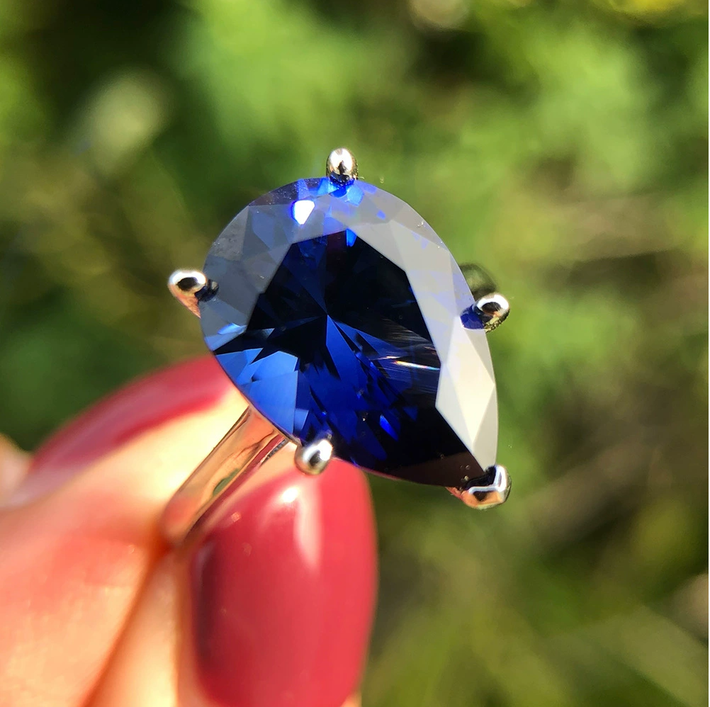 Royal Teardrop Ring – 4.5ct High-Carbon Zircon in 925 Silver