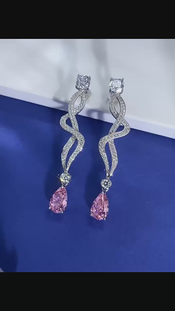Royal Blush Earrings – S925 Silver Pink Teardrop Studs