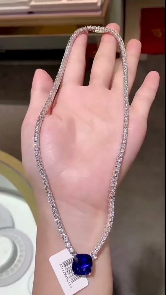 Celestia™ S925 Sapphire & Moissanite Tennis Necklace